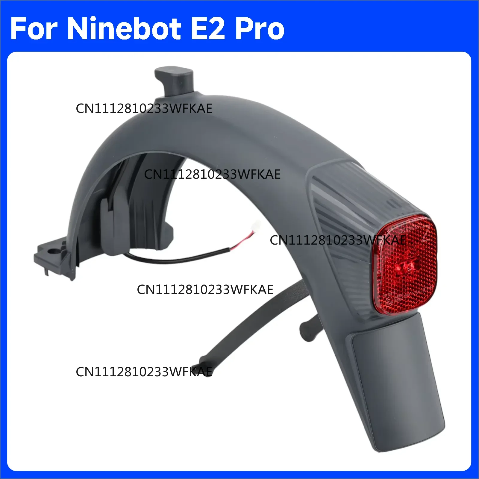 Scooter Parts - Ninebot E2 Pro電動スクーター用純正リアフェンダー（泥除け）。テールライト取り付け用ブラケット、キックボード用アクセサリー部品が付属。