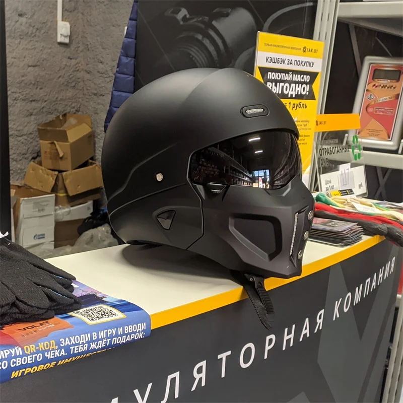 Full Face Motorcycle Helmet With Bluetooth - 2026年新型スコーピオン・カスコ レトロバイクヘルメット カスコス・モト・ロコモティブ 個性的な多目的コンビネーション DOT ハーフヘルメット