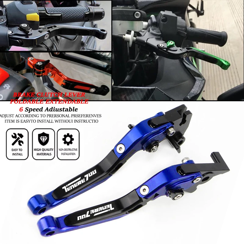 Cnc Aluminum Adjustable Brake Clutch Levers - Tenere 700/World Raid XTZ700/SP 2019-2025年モデル用 バイク用CNC調整可能折りたたみ式延長ブレーキクラッチレバーハンドル