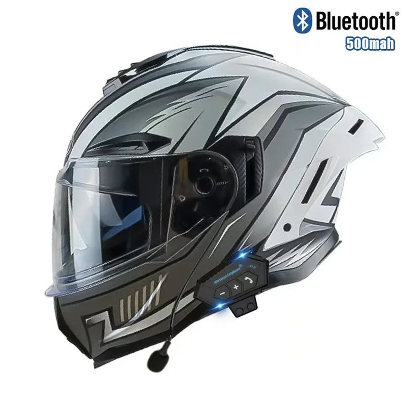 フリップアップオートバイヘルメット Bluetooth デュ - Full Face Motorcycle Helmet With Bluetooth のレビューと価格
