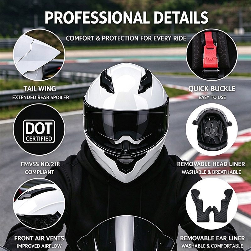 デュアルバイザー、大型リアスポイラー、カスコ・モト・レーシン - Dual Visor Motorcycle Racing Helmet のレビューと価格