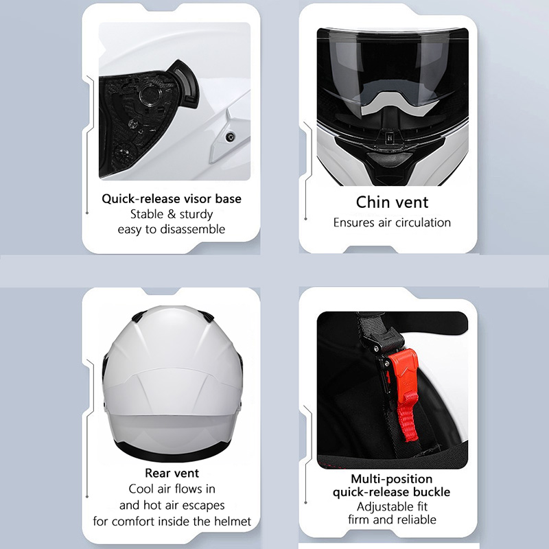 デュアルバイザー、大型リアスポイラー、カスコ・モト・レーシン - Dual Visor Motorcycle Racing Helmet のレビューと価格