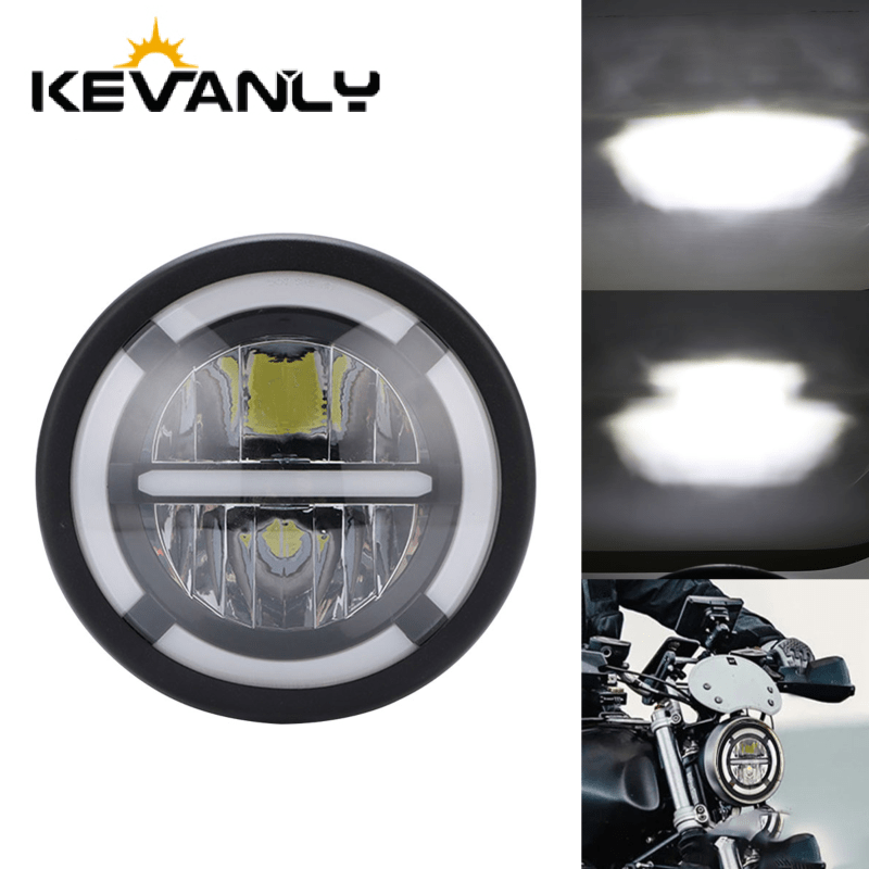 7インチLEDカーヘッドライト、バイク用ヘッドライト、ハーレ - Universal Motorcycle Led Headlight Projector のレビューと価格
