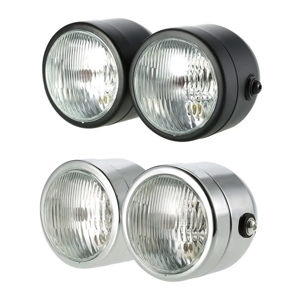 ユニバーサル H4 ツインヘッドライトオートバイダブルデュア - Universal Motorcycle Led Headlight Projector のレビューと価格